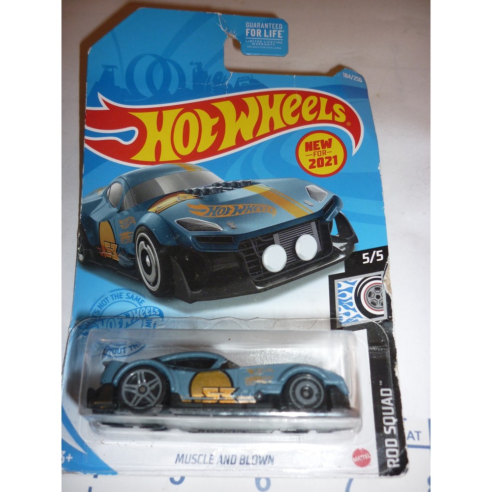Hot Wheels Muscle and Blown Rod Squad 5/5 New for 2021 Blue‎ Gold
